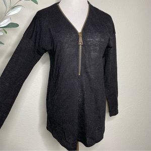Soft Surroundings Valentina Black Zip Up Sweater Top Size Large